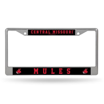 Rico Industries NCAA  Central Missouri Mules  12" x 6" Chrome Frame With Decal Inserts - Car/Truck/SUV Automobile Accessory Image 1