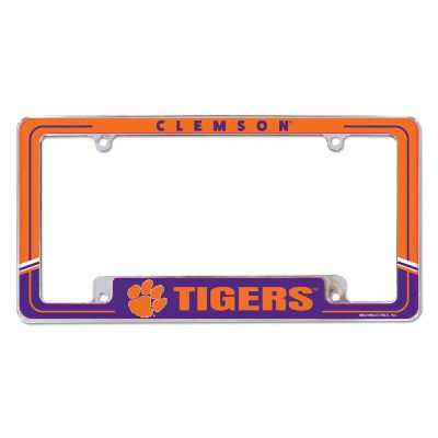 Rico Industries NCAA  Clemson Tigers Two-Tone 12" x 6" Chrome All Over Automotive License Plate Frame for Car/Truck/SUV Image 1