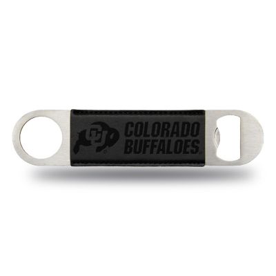 Rico Industries NCAA  Colorado Buffaloes Black Faux Leather Laser Engraved Bar Blade - Great Beverage Accessory for Game Day Image 1