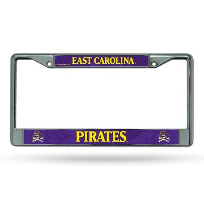 Rico Industries NCAA  East Carolina Pirates  12" x 6" Chrome Frame With Decal Inserts - Car/Truck/SUV Automobile Accessory Image 1