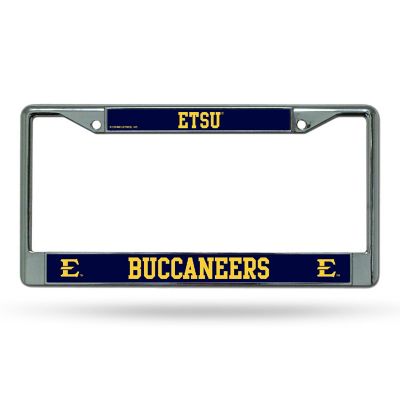 Rico Industries NCAA  East Tennessee State Buccaneers  12" x 6" Chrome Frame With Decal Inserts - Car/Truck/SUV Automobile Accessory Image 1