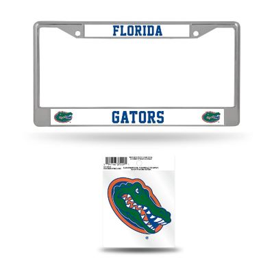 Rico Industries NCAA  Florida Gators  12" x 6" Chrome Frame With Plastic Inserts - Car/Truck/SUV Automobile Accessory Image 1