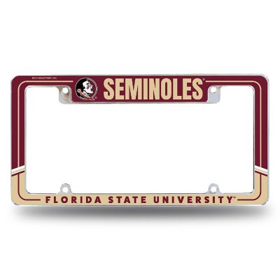Rico Industries NCAA  Florida State Seminoles Two-Tone 12" x 6" Chrome All Over Automotive License Plate Frame for Car/Truck/SUV Image 1