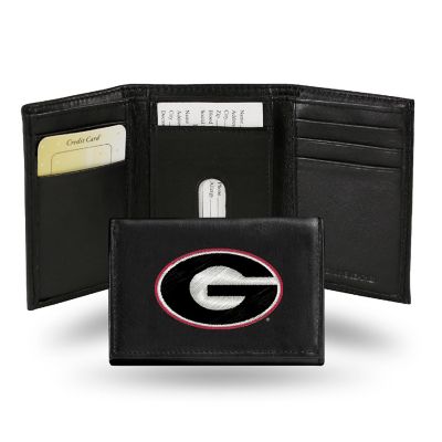 Rico Industries NCAA Georgia Bulldogs Embroidered Genuine Leather Tri-fold Wallet 3.25" x 4.25" - Slim Image 1