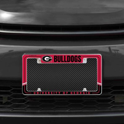Rico Industries NCAA  Georgia Bulldogs Two-Tone 12" x 6" Chrome All Over Automotive License Plate Frame for Car/Truck/SUV Image 1