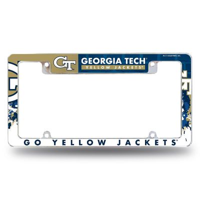 Rico Industries NCAA  Georgia Tech Yellow Jackets - GT Primary 12" x 6" Chrome All Over Automotive License Plate Frame for Car/Truck/SUV Image 1