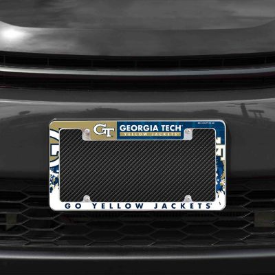 Rico Industries NCAA  Georgia Tech Yellow Jackets - GT Primary 12" x 6" Chrome All Over Automotive License Plate Frame for Car/Truck/SUV Image 1