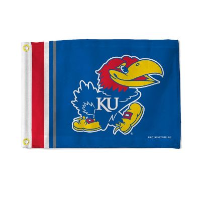 Rico Industries NCAA  Kansas Jayhawks Stripes Utility Flag - Double Sided - Great for Boat/Golf Cart/Home ect. Image 1