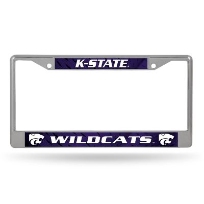 Rico Industries NCAA  Kansas State Wildcats - KSU  12" x 6" Chrome Frame With Decal Inserts - Car/Truck/SUV Automobile Accessory Image 1