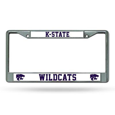 Rico Industries NCAA  Kansas State Wildcats - KSU Premium 12" x 6" Chrome Frame With Plastic Inserts - Car/Truck/SUV Automobile Accessory Image 1