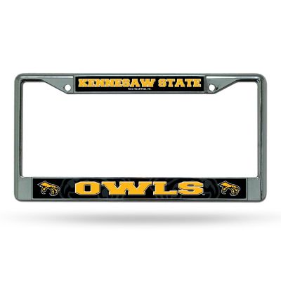 Rico Industries NCAA  Kennesaw State Owls  12" x 6" Chrome Frame With Decal Inserts - Car/Truck/SUV Automobile Accessory Image 1