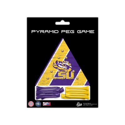 Rico Industries NCAA  LSU Tigers  4.5" x 4" Wooden Travel Sized Pyramid Game - Toy Peg Games - Triangle - Family Fun Image 2