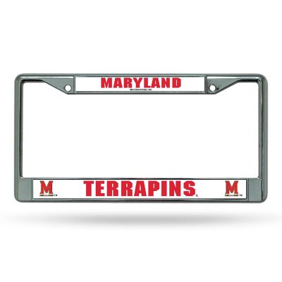 Rico Industries NCAA  Maryland Terrapins Premium 12" x 6" Chrome Frame With Plastic Inserts - Car/Truck/SUV Automobile Accessory Image 1