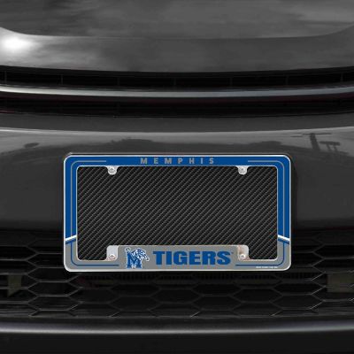 Rico Industries NCAA  Memphis Tigers Two-Tone 12" x 6" Chrome All Over Automotive License Plate Frame for Car/Truck/SUV Image 1