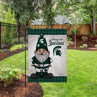 Rico Industries NCAA Michigan State Spartans Gnome Spring 13" x 18" Double Sided Garden Flag Image 1