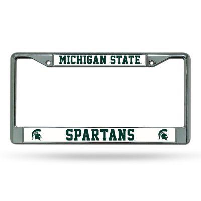 Rico Industries NCAA  Michigan State Spartans Premium 12" x 6" Chrome Frame With Plastic Inserts - Car/Truck/SUV Automobile Accessory Image 1