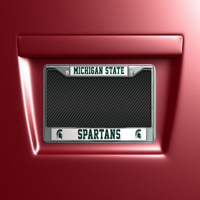 Rico Industries NCAA  Michigan State Spartans Premium 12" x 6" Chrome Frame With Plastic Inserts - Car/Truck/SUV Automobile Accessory Image 1
