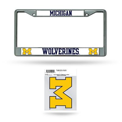 Rico Industries NCAA  Michigan Wolverines  12" x 6" Chrome Frame With Plastic Inserts - Car/Truck/SUV Automobile Accessory Image 1