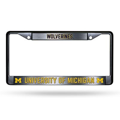 Rico Industries NCAA  Michigan Wolverines Black Game Day Black Chrome Frame with Printed Inserts 12" x 6" Car/Truck Auto Accessory Image 1