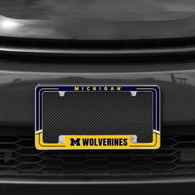 Rico Industries NCAA  Michigan Wolverines Two-Tone 12" x 6" Chrome All Over Automotive License Plate Frame for Car/Truck/SUV Image 1
