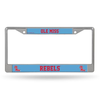 Rico Industries NCAA  Mississippi Rebels - Ole Miss Light Blue 12" x 6" Chrome Frame With Decal Inserts - Car/Truck/SUV Automobile Accessory Image 1