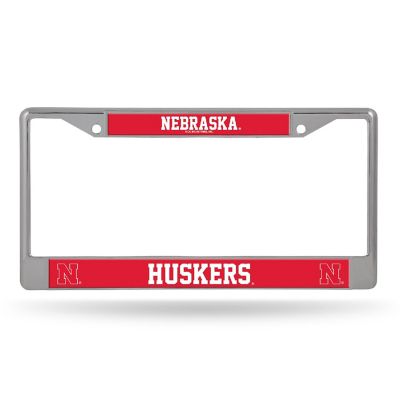 Rico Industries NCAA  Nebraska Cornhuskers  12" x 6" Chrome Frame With Decal Inserts - Car/Truck/SUV Automobile Accessory Image 1