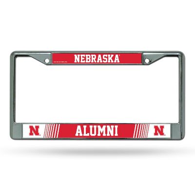 Rico Industries NCAA  Nebraska Cornhuskers Alumni 12" x 6" Chrome Frame With Decal Inserts - Car/Truck/SUV Automobile Accessory Image 1