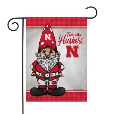 Rico Industries NCAA Nebraska Cornhuskers Gnome Spring 13" x 18" Double Sided Garden Flag Image 1