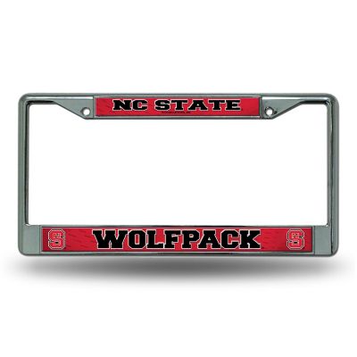 Rico Industries NCAA  North Carolina State Wolfpack  12" x 6" Chrome Frame With Decal Inserts - Car/Truck/SUV Automobile Accessory Image 1