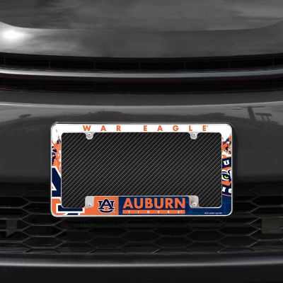Rico Industries NCAA  North Carolina State Wolfpack Primary 12" x 6" Chrome All Over Automotive License Plate Frame for Car/Truck/SUV (2 Pack) Image 1