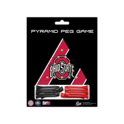 Rico Industries NCAA  Ohio State Buckeyes  4.5" x 4" Wooden Travel Sized Pyramid Game - Toy Peg Games - Triangle - Family Fun Image 2