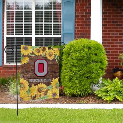 Rico Industries NCAA  Ohio State Buckeyes Sunflower Spring 13" x 18" Double Sided Garden Flag Image 1
