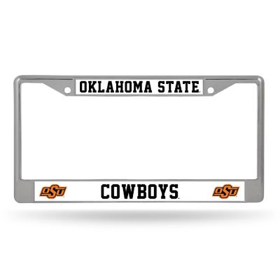 Rico Industries NCAA  Oklahoma State Cowboys Premium 12" x 6" Chrome Frame With Plastic Inserts - Car/Truck/SUV Automobile Accessory Image 1