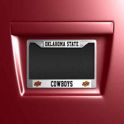 Rico Industries NCAA  Oklahoma State Cowboys Premium 12" x 6" Chrome Frame With Plastic Inserts - Car/Truck/SUV Automobile Accessory Image 1