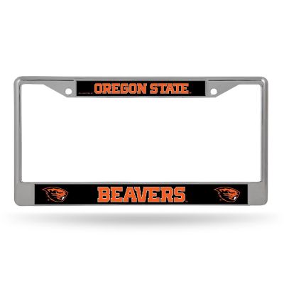 Rico Industries NCAA  Oregon State Beavers  12" x 6" Chrome Frame With Decal Inserts - Car/Truck/SUV Automobile Accessory Image 1