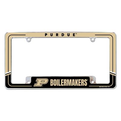 Rico Industries NCAA  Purdue Boilermakers Two-Tone 12" x 6" Chrome All Over Automotive License Plate Frame for Car/Truck/SUV Image 1