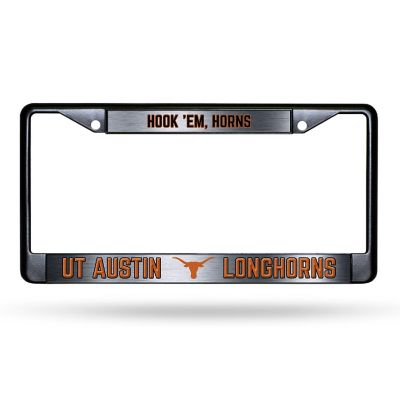 Rico Industries NCAA  Texas Longhorns Black Game Day Black Chrome Frame with Printed Inserts 12" x 6" Car/Truck Auto Accessory Image 1