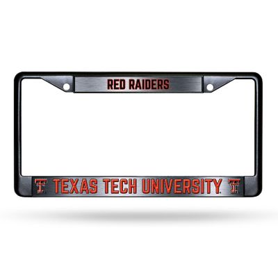 Rico Industries NCAA  Texas Tech Red Raiders Black Game Day Black Chrome Frame with Printed Inserts 12" x 6" Car/Truck Auto Accessory Image 1