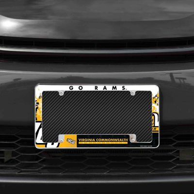 Rico Industries NCAA  Virginia Commonwealth Rams Primary 12" x 6" Chrome All Over Automotive License Plate Frame for Car/Truck/SUV Image 1