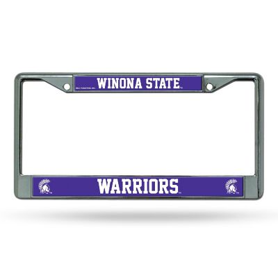 Rico Industries NCAA  Winona State Warriors  12" x 6" Chrome Frame With Decal Inserts - Car/Truck/SUV Automobile Accessory Image 1