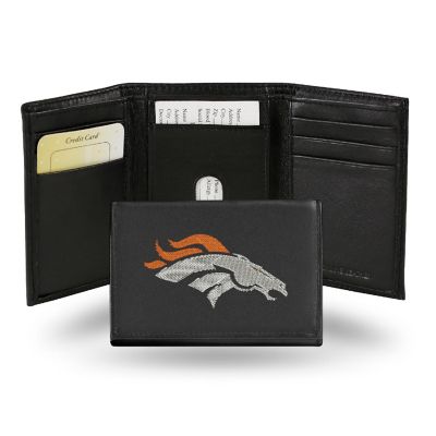 Rico Industries NFL Denver Broncos Embroidered Genuine Leather Tri-fold Wallet 3.25" x 4.25" - Slim Image 1