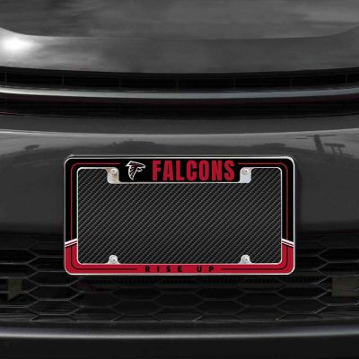 Rico Industries NFL Football Atlanta Falcons Two-Tone 12" x 6" Chrome All Over Automotive License Plate Frame for Car/Truck/SUV Image 1