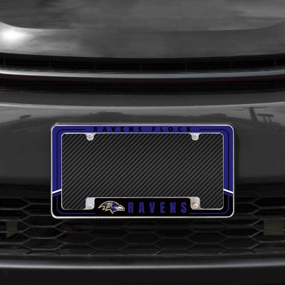 Rico Industries NFL Football Baltimore Ravens Two-Tone 12" x 6" Chrome All Over Automotive License Plate Frame for Car/Truck/SUV Image 1