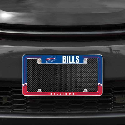 Rico Industries NFL Football Buffalo Bills Two-Tone 12" x 6" Chrome All Over Automotive License Plate Frame for Car/Truck/SUV Image 1