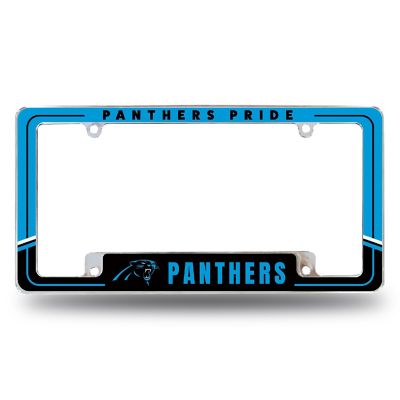 Rico Industries NFL Football Carolina Panthers Two-Tone 12" x 6" Chrome All Over Automotive License Plate Frame for Car/Truck/SUV Image 1