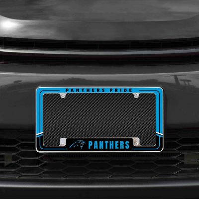 Rico Industries NFL Football Carolina Panthers Two-Tone 12" x 6" Chrome All Over Automotive License Plate Frame for Car/Truck/SUV Image 1