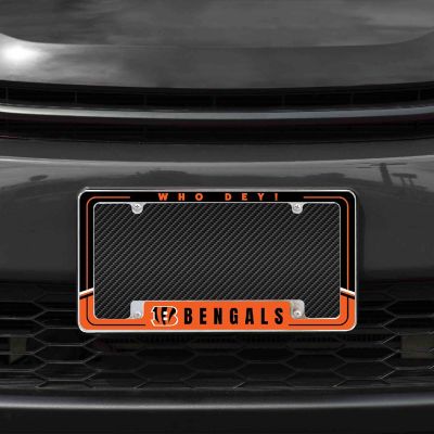 Rico Industries NFL Football Cincinnati Bengals Two-Tone 12" x 6" Chrome All Over Automotive License Plate Frame for Car/Truck/SUV Image 1