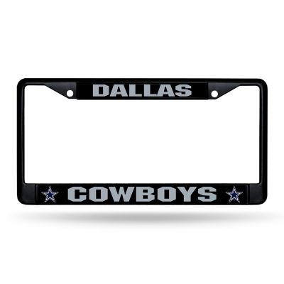 Rico Industries NFL Football Dallas Cowboys Primary Black Chrome Frame with Plastic Inserts 12" x 6" Car/Truck Auto Accessory Image 1
