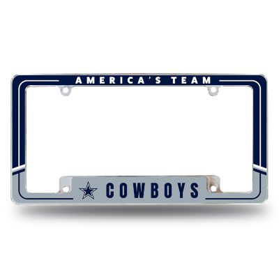 Rico Industries NFL Football Dallas Cowboys Two-Tone 12" x 6" Chrome All Over Automotive License Plate Frame for Car/Truck/SUV Image 1