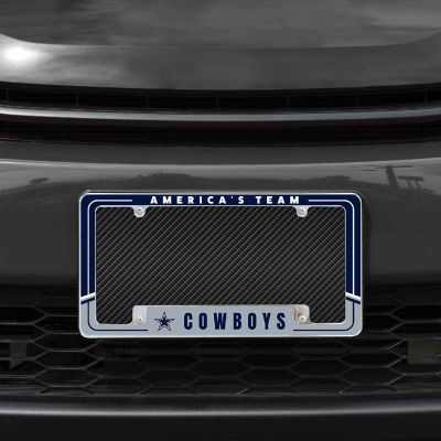 Rico Industries NFL Football Dallas Cowboys Two-Tone 12" x 6" Chrome All Over Automotive License Plate Frame for Car/Truck/SUV Image 1